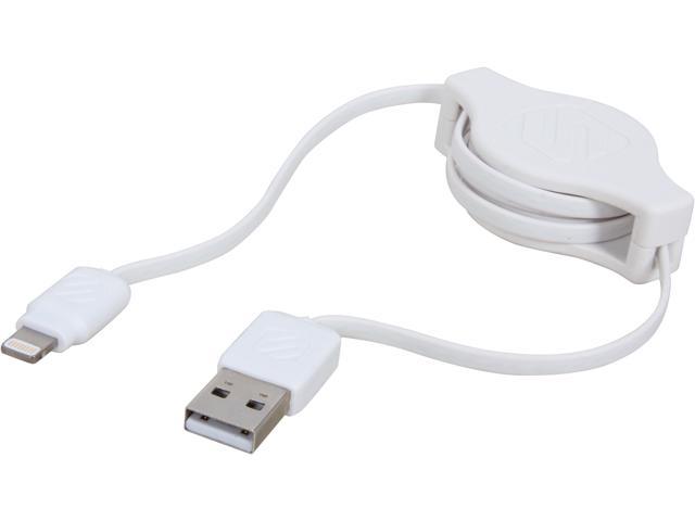 SCOSCHE I2RW White 3 ft. White Retractable Charge & Sync Cable for Lightning Devices
