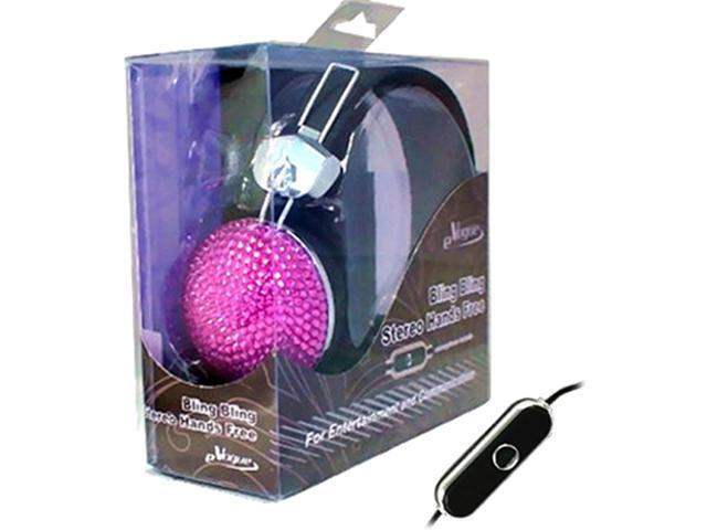 Kta Enterprises Pink 35mm Bling Rhinestone Headphone With Microphone Kta 51 4716