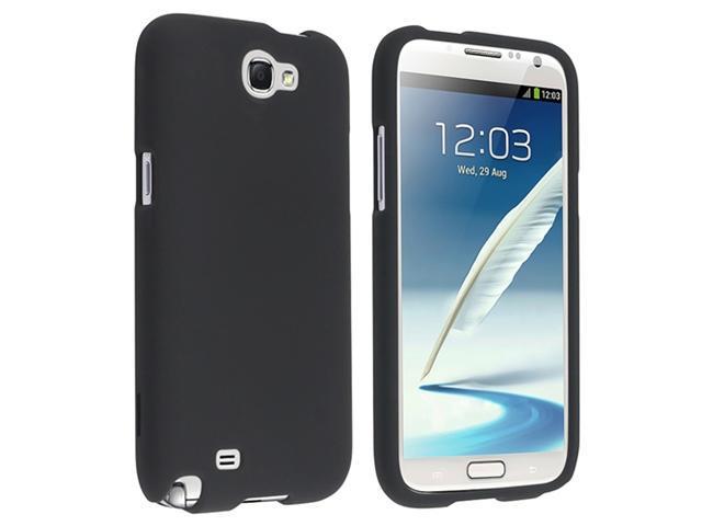 Insten Black Snap-on Rubber Coated Case Cover + Privacy Screen Protector Compatible with Samsung Galaxy Note II N7100