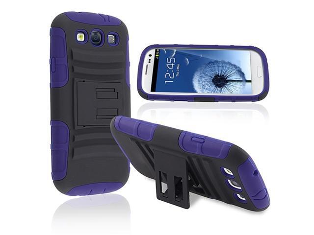 Insten Hybrid Case Cover with Stand Compatible with Samsung Galaxy SIII / S3 , Blue Skin/ Black Hard