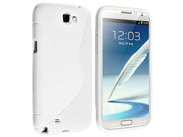 Insten TPU Rubber Skin Case Cover Compatible with Samsung Galaxy Note II N7100, White S Shape