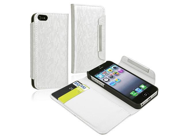 Insten Wallet Leather Case+Clear Film+Silver Stylus+Magic Mat For Apple iPhone 5 5G