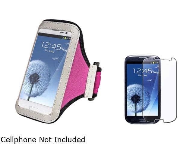 Insten Hot Pink Armband & Reusable Screen Protector for Samsung Galaxy S3 826141