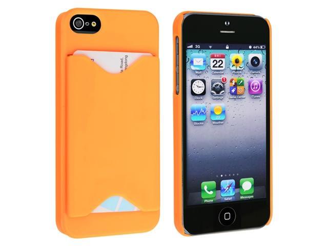 Insten Snap-on Hard Case Cover with Card Holder Compatible With Apple iPhone 5 / 5S - Orange