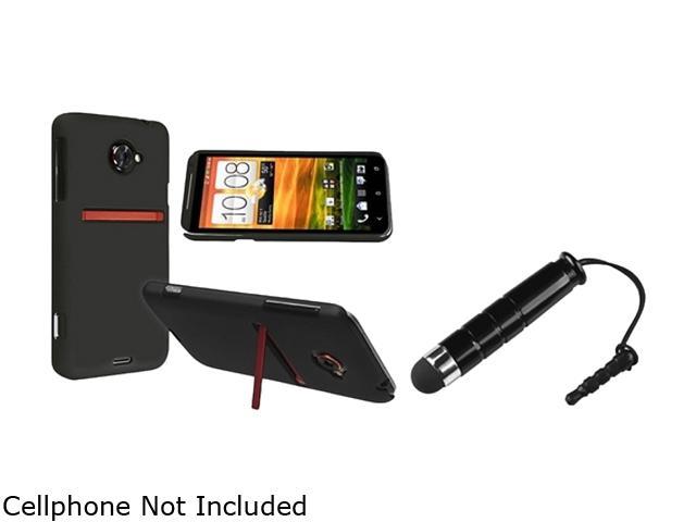 Insten Black Snap-on Rubber Coated Case & Stylus for HTC EVO 4G LTE 663133