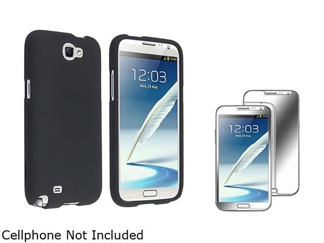 Insten Black Snap-on Rubber Coated Case + Mirror Screen Protector For Samsung Galaxy Note II 919447