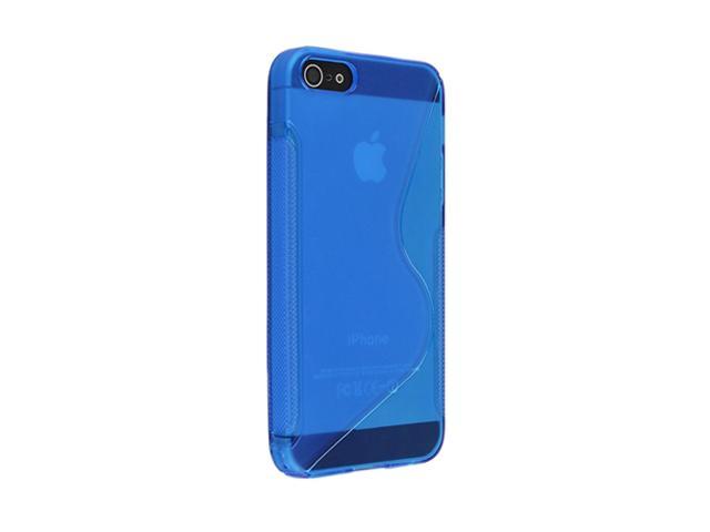 Insten TPU Rubber Skin Case compatible with Apple iPhone 5 / 5S, Clear Blue S Shape