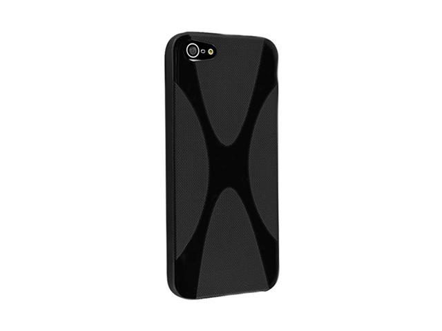 Insten Black X Shape 1X TPU Rubber Skin Case For iPhone 5 712648