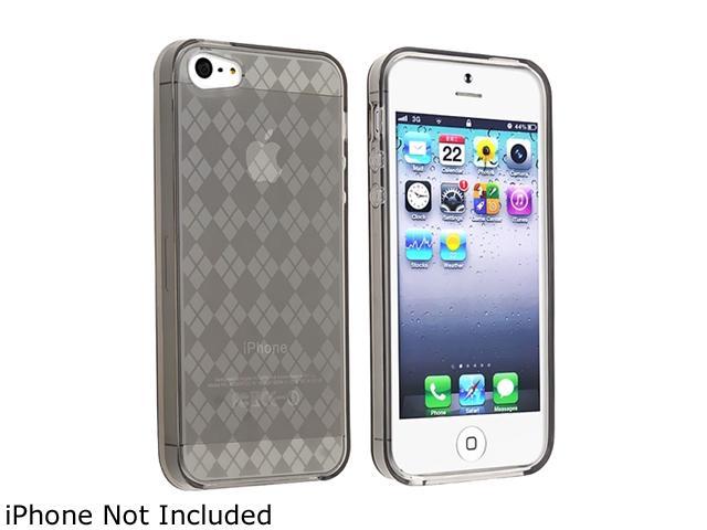 Insten Clear Smoke Checker TPU Rubber Skin Case For iPhone 5 797060