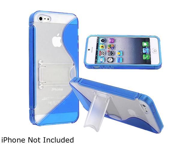 Insten Blue Solid S Shape TPU Rubber Skin Case w/ Stand For iPhone 5 802108