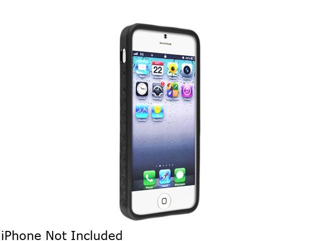 Insten Black Bumper TPU rubber Case with Reusable Screen Protector Compatible with the NEW Apple iPhone 5