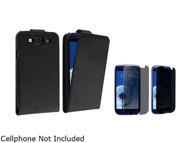 Insten Black Leather Flip Case & Privacy Screen Protector For Samsung Galaxy S3 752155