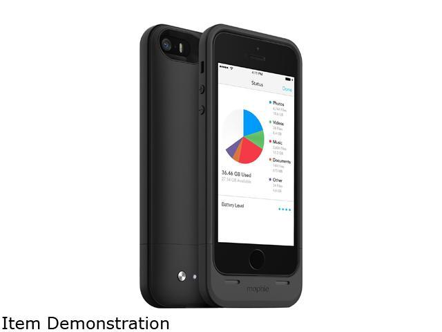 Mophie Space Pack Black 1700 mAh Battery Case with 32GB built-in storage for iPhone 5 / 5s / SE 2617