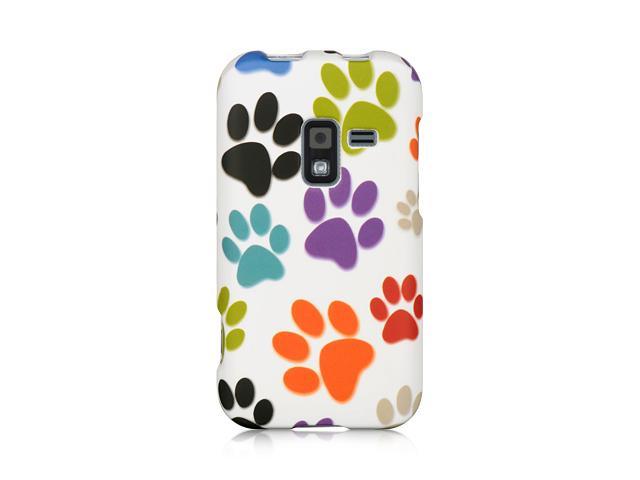 Samsung Galaxy S Attain 4G R920 White with Multi Dog Paws Design Crystal Rubberized Case