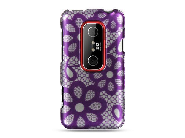 HTC EVO 3D Purple Lace Design Crystal Case