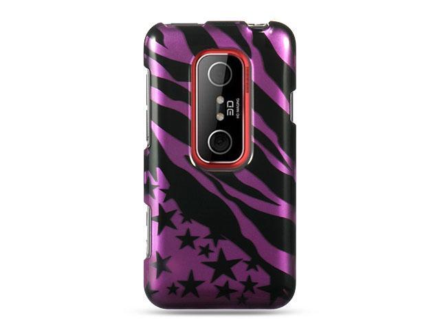 HTC EVO 3D Purple with Zebra and Star Design Crystal Case