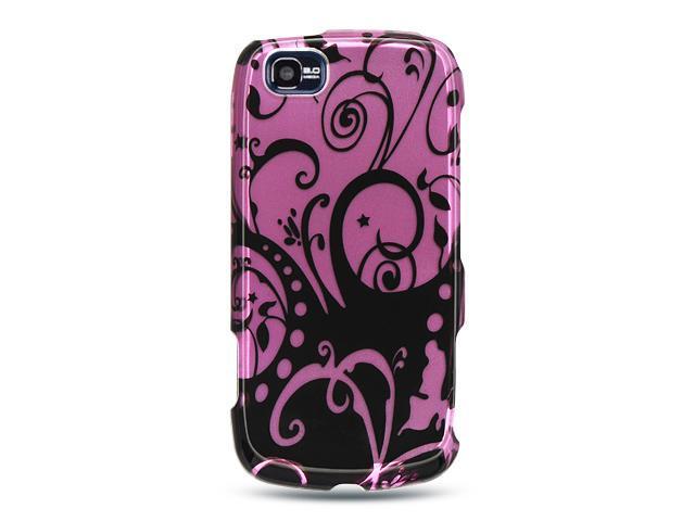 LG Sentio GS505 Purple with Black Swirl Design Crystal Case