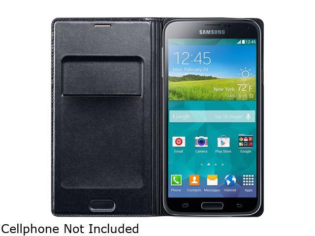 SAMSUNG Black Solid Galaxy S 5 Flip Wallet Cover EF-WG900BBESTA