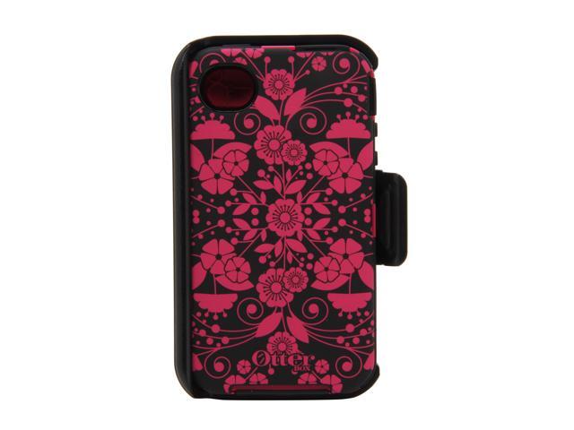 OtterBox Defender Black / Peony Perennial Case For iPhone 4/4S 77-20409