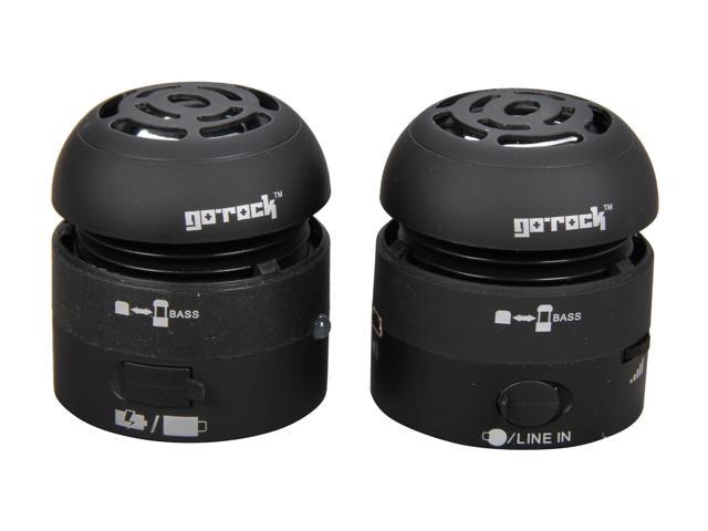 Go Rock Black Portable Mini Stereo Speaker with Retractable Cable for ...