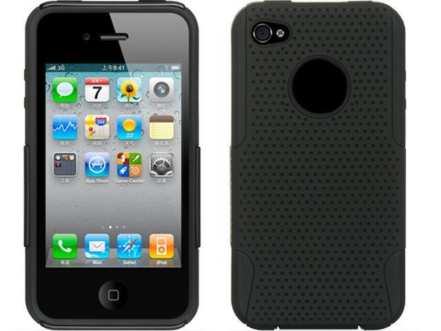 Apple iPhone 4S/iPhone 4 Black Skin with Black Apex Design 2-in-1 Hybrid Case