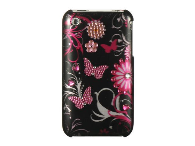 Apple iPhone 3G/iPhone 3GS Pink Butterfly Design Spot Diamond Case
