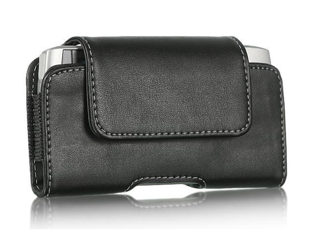 Apple iPhone 4S/Apple iPhone 3GS/Apple iPod Touch 4/BlackBerry Bold/BlackBerry Torch/HTC Droid Incredible BlackBerry #3 Black Horizontal Leather Pouch