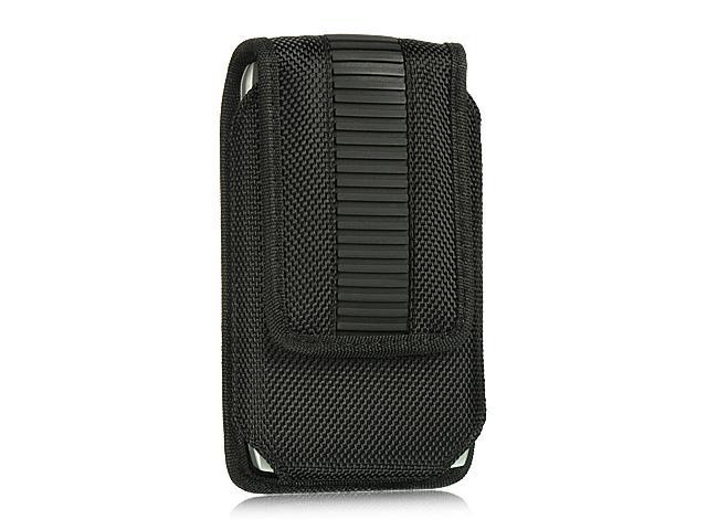 Apple iPhone 4S/Apple iPhone 3GS/Apple iPod Touch 4/BlackBerry Bold/BlackBerry Torch/HTC Droid Incredible EVA #1 Black with Black Rubber Trim Vertical Leather Pouch