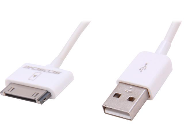 SCOSCHE IPUSB2 White 3.5 ft. Syncable USB 2.0 Cable for iPad, iPhone or iPod