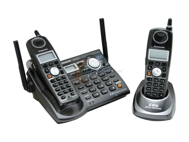 Panasonic KX-TG5672B 5.8 GHz Digital FHSS 2X Handsets Cordless Phone ...