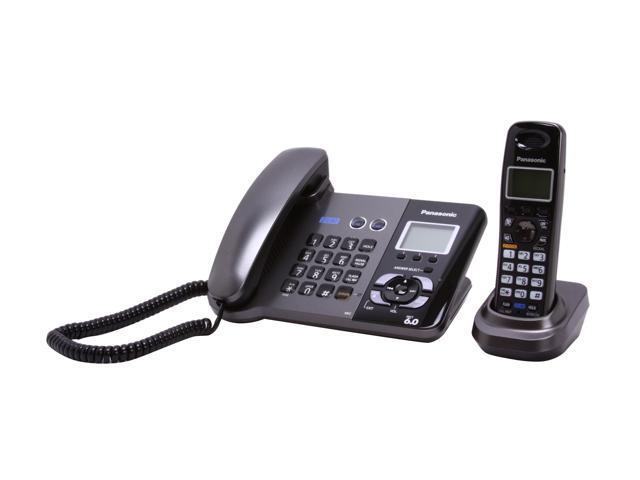 Panasonic KX-TG9391T DECT 6.0 Digital 2-Line Corded/Cordless Phone With Digital Answering System - Black Metallic