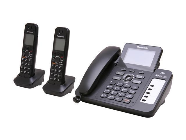 Panasonic KX-TG6672B 1.9 GHz Digital DECT 6.0 2X Handsets Cordless Phones Integrated Answering Machine