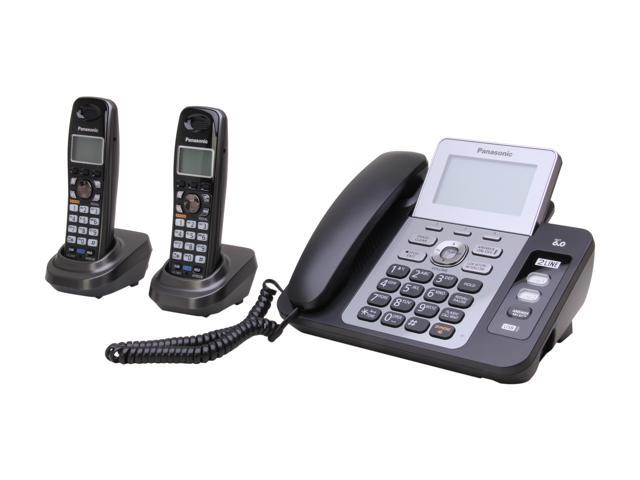 Panasonic KX-TG9472B 1.9 GHz Digital DECT 6.0 2X Handsets Cordless Phones Integrated Answering Machine