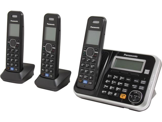 Panasonic KX-TG6843B 1.9 GHz DECT 6.0 3X Handsets Expandable Digital Cordless Answering System Integrated Answering Machine