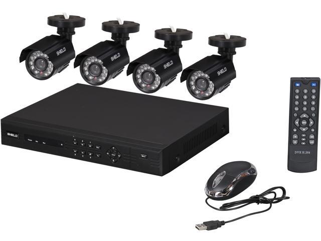 SHIELD Series RSCM-0704B041 - 4-Channel, H.264-Level DVR Surveillance Kit with Four 700TVL Cameras - Night Vision Up to 65 Feet, Remote Viewing Supported (HDD Not Included)