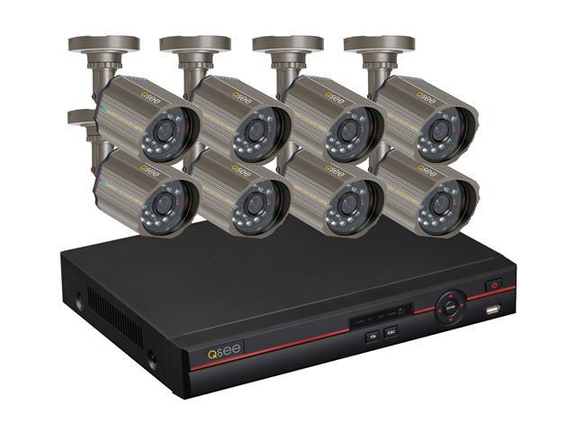 Q-See QC448-818-5 8 Channel H.264 Level Surveillance DVR Kit, 8 x CCD Sensor Day/Night Wide Angle View Lens Outdoor Camera, Pre-Installed 500GB HDD