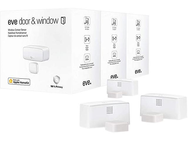 Eve Door & Window - Apple HomeKit Smart Home Wireless Contact Sensor for Windows & Doors, Automatically Trigger Accessories & Scenes, App Notifications, Bluetooth, Thread, 3 Pack