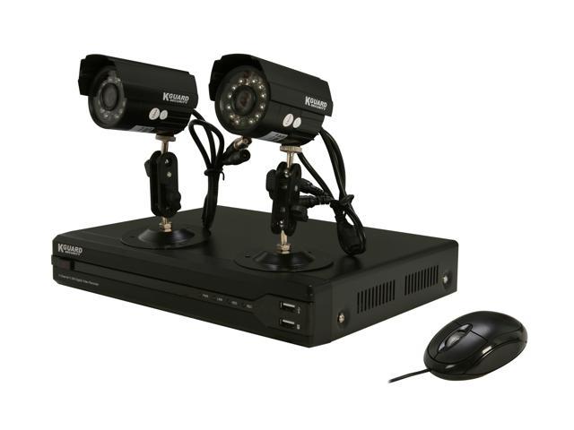 KGuard OT401-2CW134M Surveillance Kit (4CH H.264 DVR with 2 CMOS 420 TVL Cameras) with Remote Web/Mobile Phone/Tablet Access