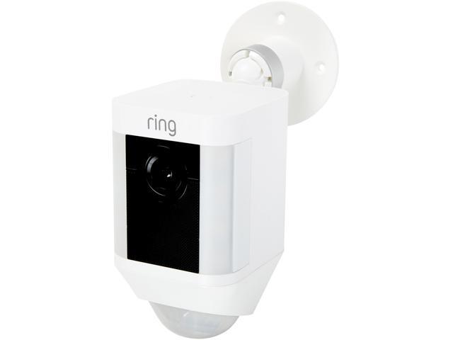 Ring Spotlight Cam Battery HD Security Camera with Built Two-Way Talk and a Siren Alarm, White