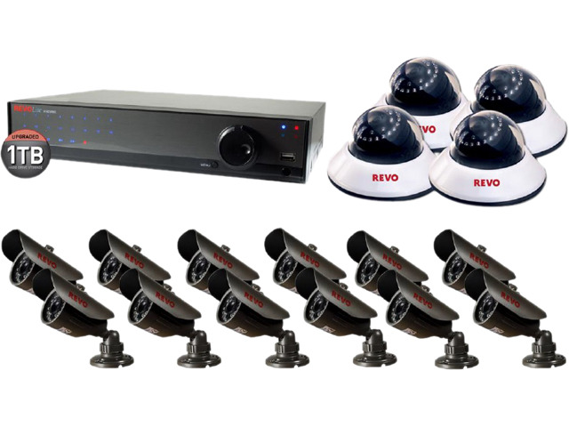 Revo RL161D4EB12E-1T Lite 16CH RJ12 DVR 1TB, 4 Domes, 12 Bullet ...