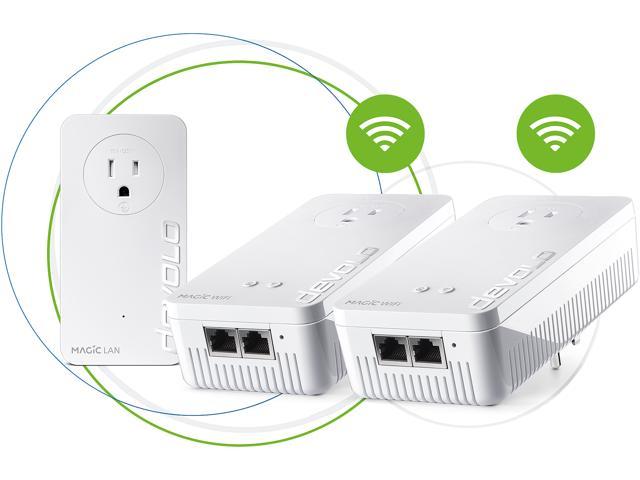 devolo Magic 2 WiFi next Powerline Starter Kit | Mesh Wi-Fi AC | 2000 Mbps  | G.hn Wave 2 | Multi-User MIMO | 2 Passthrough Adapters | 3x Gb LAN Ports