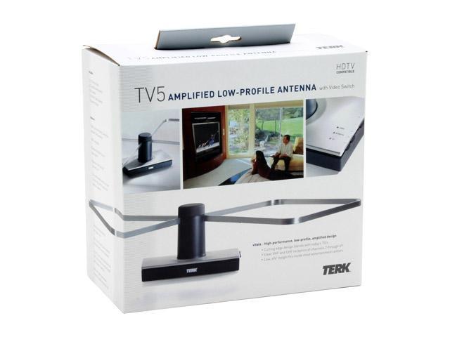 New Terk Low-Profile Indoor HDTV Amplified Antenna TV/Video selector VHF/UHF TV5