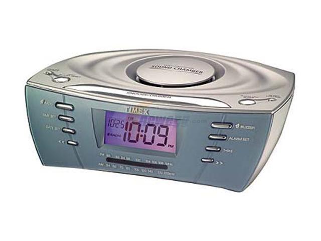 Timex T439S Low-Profile Dual Alarm Clock Radio with Color Change LCD