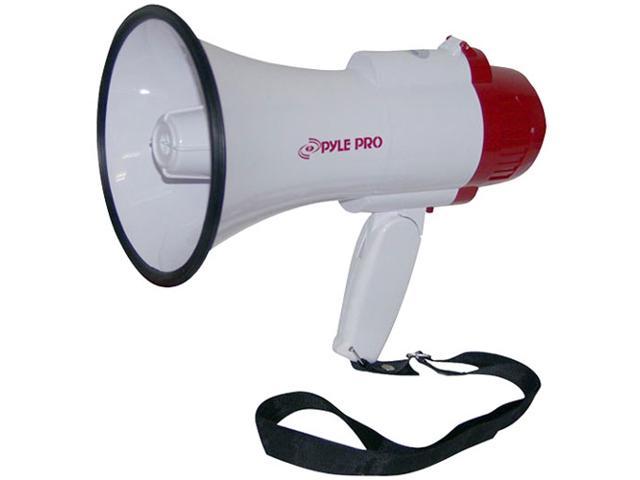 PYLE PMP35R White Professional Megaphone/Bullhorn with Siren and Voice Recorder