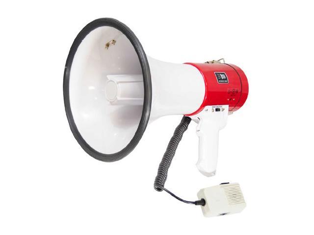 PYLE PMP58U White / Red Professional Piezo Dynamic 50 Watts Megaphone With USB Function