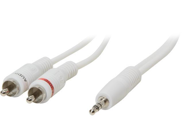 C2G 40371 One 3.5mm Stereo Male to Two RCA Stereo Male Audio Y-Cable, White (12 Feet, 3.65 Meters)