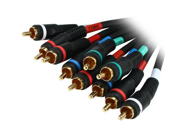 BYTECC P3V2A-6 6 ft. Component RGB video/audio Cable - GOLD Plated, Black Jacket