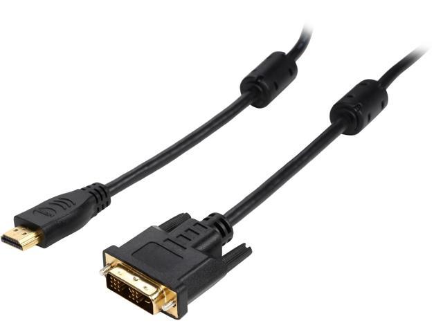 Coboc HD2SLDVI-10BK Black Color 10 ft.30AWG High Speed  HDMI to DVI-D(18+1) Adapter Cable w/Ferrite Cores - 1920 x 1080p