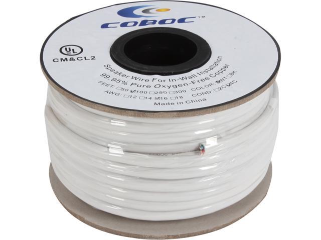 Coboc Model SPW-CL2-4C16-100-WH 100ft 16AWG CL2 Rated 4-Conductor Enhanced Loud Oxygen-Free Copper OFC Speaker Wire Cable (For In-Wall Installation)