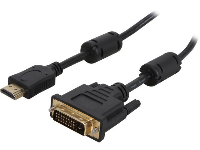 Coboc EA-HD2DVI-6-BK 6 ft. Black HDMI A Male to DVI-D (24+1) Male 30AWG High Speed Adapter Cable w/ Ferrite Cores